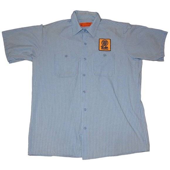 Vintage University of Pittsburgh PITT Durable Press Work Shirt Men's Large USA - Picture 1 of 6